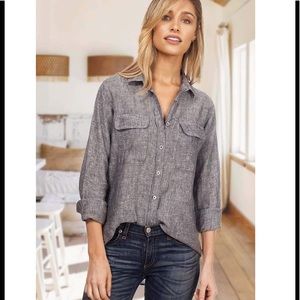 Grey linen button down shirt